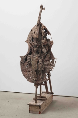 Cello #3, 2001&nbsp;, Unfired clay, wood and wire
