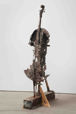 Cello #4, 2001, Unfired clay, wood and wire