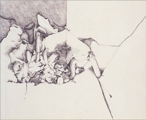 Pipes and Other Mountains, 1966, Ink on paper