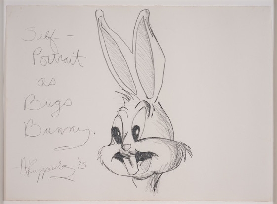 Self-Portrait as Bugs Bunny, 1975, Pencil on paper