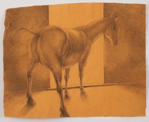In the Stable, 2007, Pastel on paper