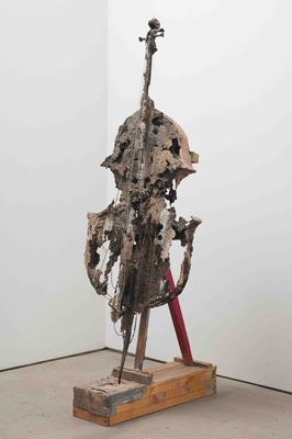 Cello #8, 2001, Unfired clay, wood and wire