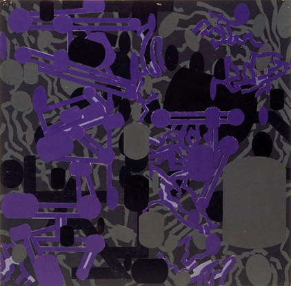 Diagrammatic Silhouettes: Sculptured Activities (Purple), 1986, Dispersion paint and ink on paper