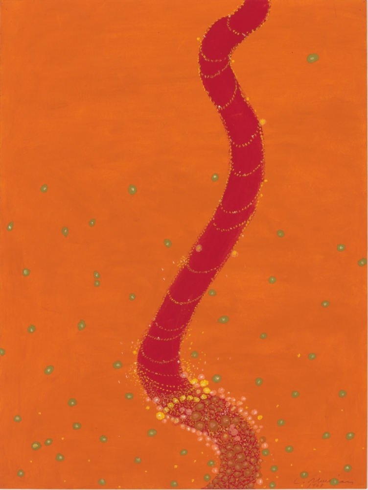 Emblazoned Tail, 1968, Acrylic and oil pastel on paper