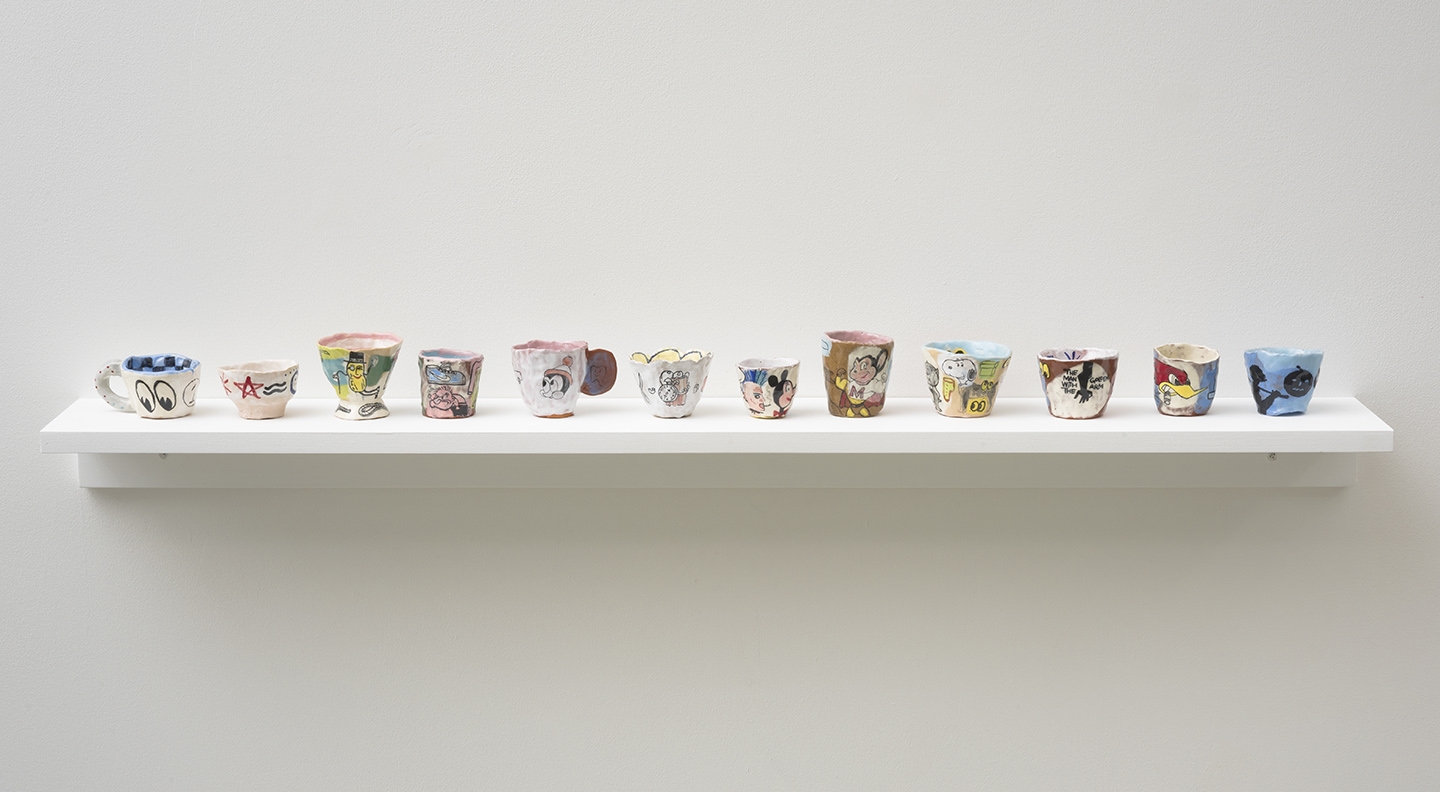 Untitled (Cups), 2015, Fired and glazed painted ceramic