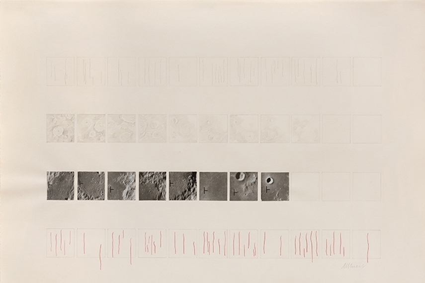 #6 Moon Drawing, 1969, Pencil, red pencil, black &amp;amp; white photographs