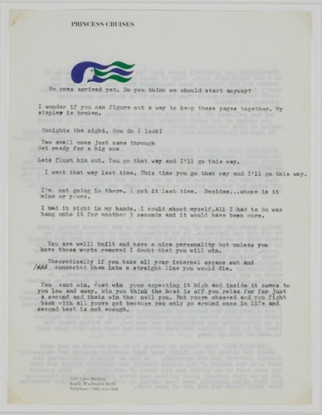 Untitled (&quot;No-one&#039;s arrived yet...&quot;), 1970-71, Typewritten text on paper