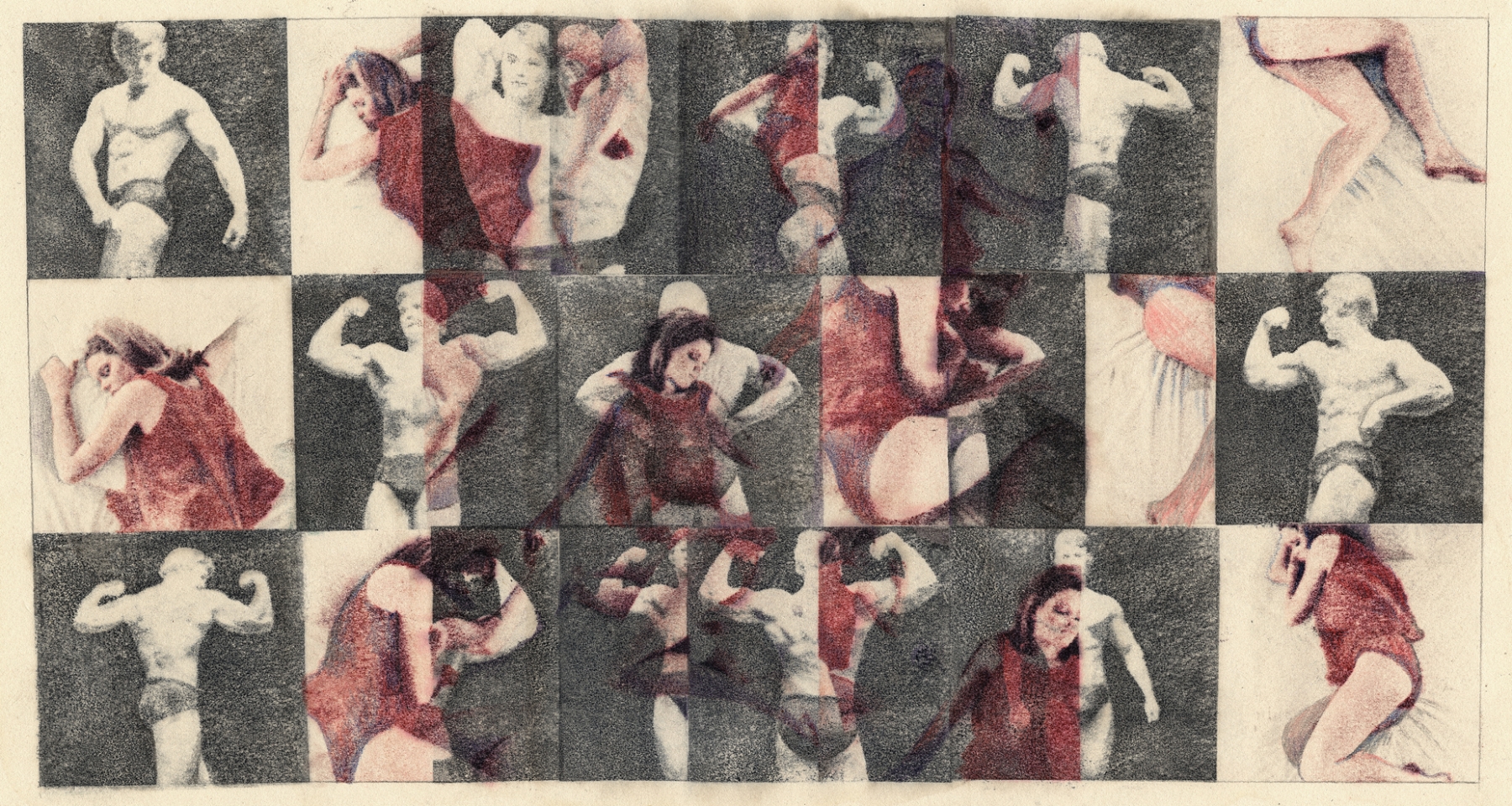 Sleeper/Muscle Man, 1967 Ink transfer 15 x 20
