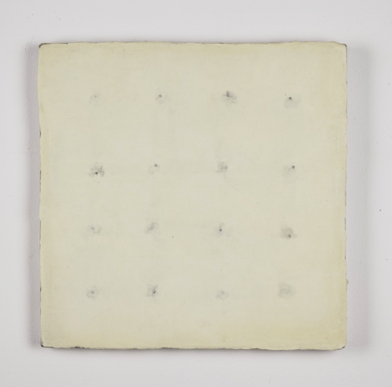 Spring, 1999, Columbine seeds, pigment and beeswax on panel