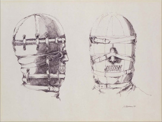 Heads with Looped crown, 1968, Pen and ink on paper