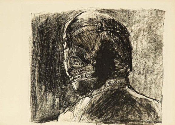 Untitled (Head for N.G.), 1968, Lithographic crayon on coated paper