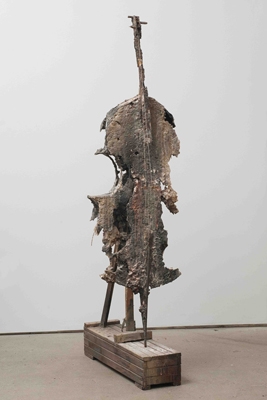 Cello #9, 2001&nbsp;, Unfired clay, wood and wire