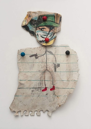 Cowboy with Red Shoes, 2011, Paint, pencil, ink and unfired clay