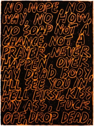 No, 2009, Enamel and oil on paper