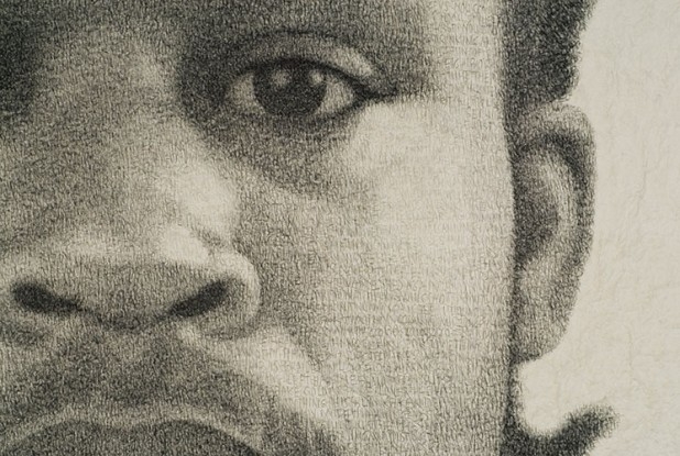 Timothy, 2010 (detail), Graphite text on handmade paper