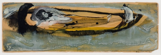 Death Boat, 1962, Ink and watercolor on paper
