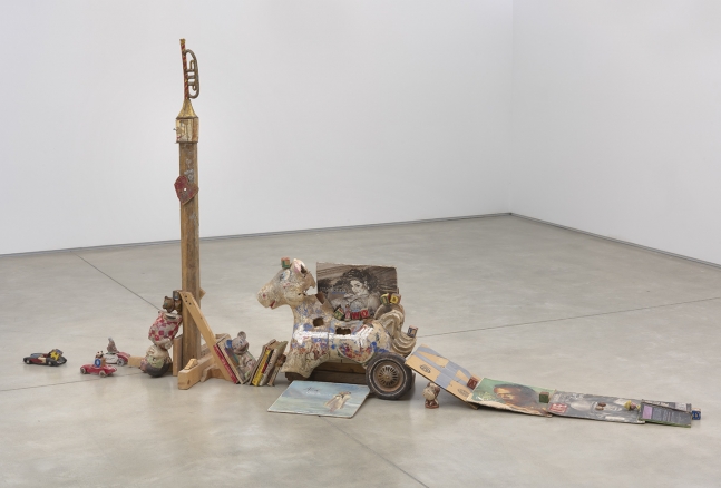 Hollywoodland, 2012, Unfired clay, wood, cardboard, paint, ink, marker, crayon and graphite