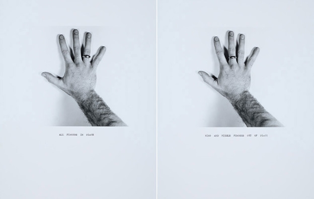 Ring and Middle Finger Out of Place, 1971-72/printed 2011, Silver gelatin prints