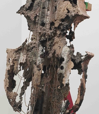 Cello #8, 2001 (detail), Unfired clay, wood and wire