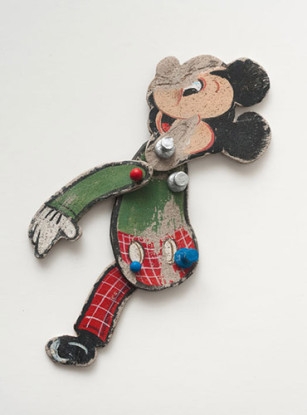 Untitled (Mickey with Red Plaid Paints), 2011, Paint, pencil ink and unfired clay