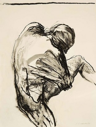 Bound Whirling Figure, 1975, Lithographic crayon on paper