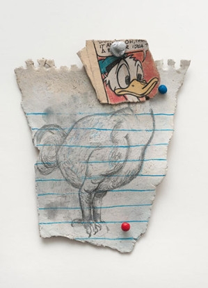 Donald Dodo, 2011, Paint, pencil, ink and unfired clay