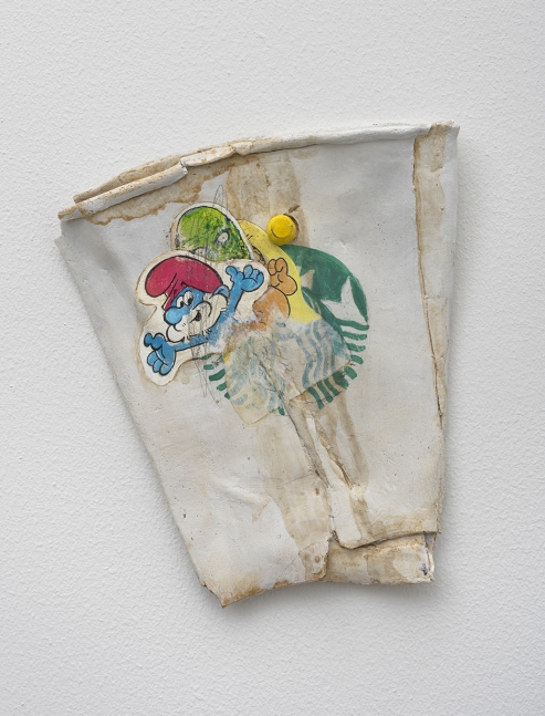 Cup-O-Smurf, 2014, Unfired clay, paint, ink, graphite and wire
